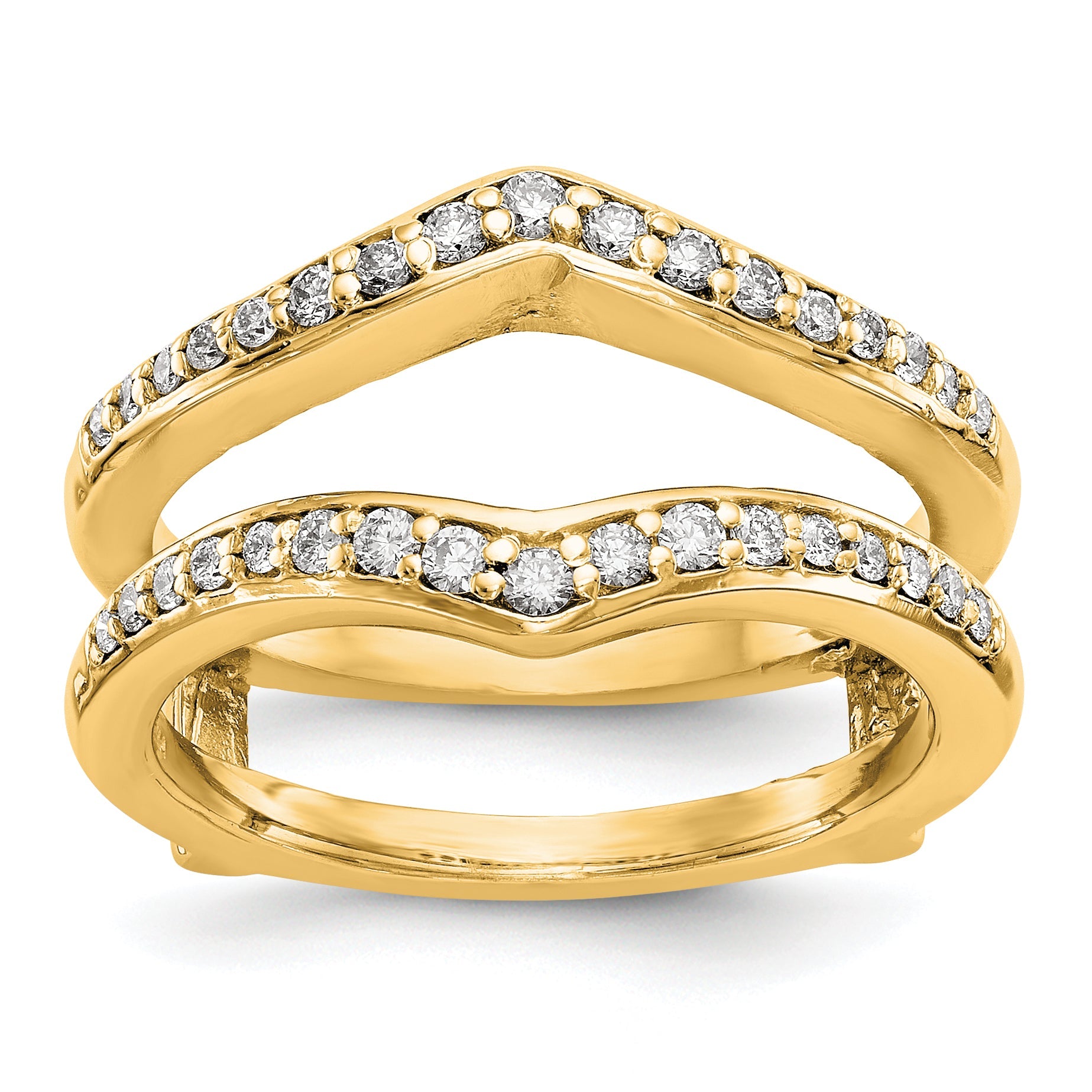 14K Gelbgold Diamant-Ring-Schutzring mit echten Diamanten