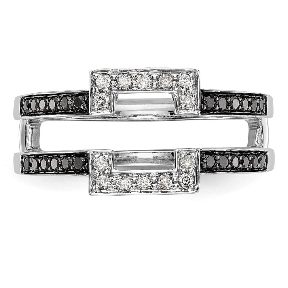 14K Weißgold Ring mit schwarzen und weißen natürlichen Diamanten