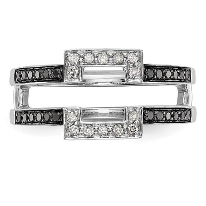 14K Weißgold Ring mit schwarzen und weißen natürlichen Diamanten