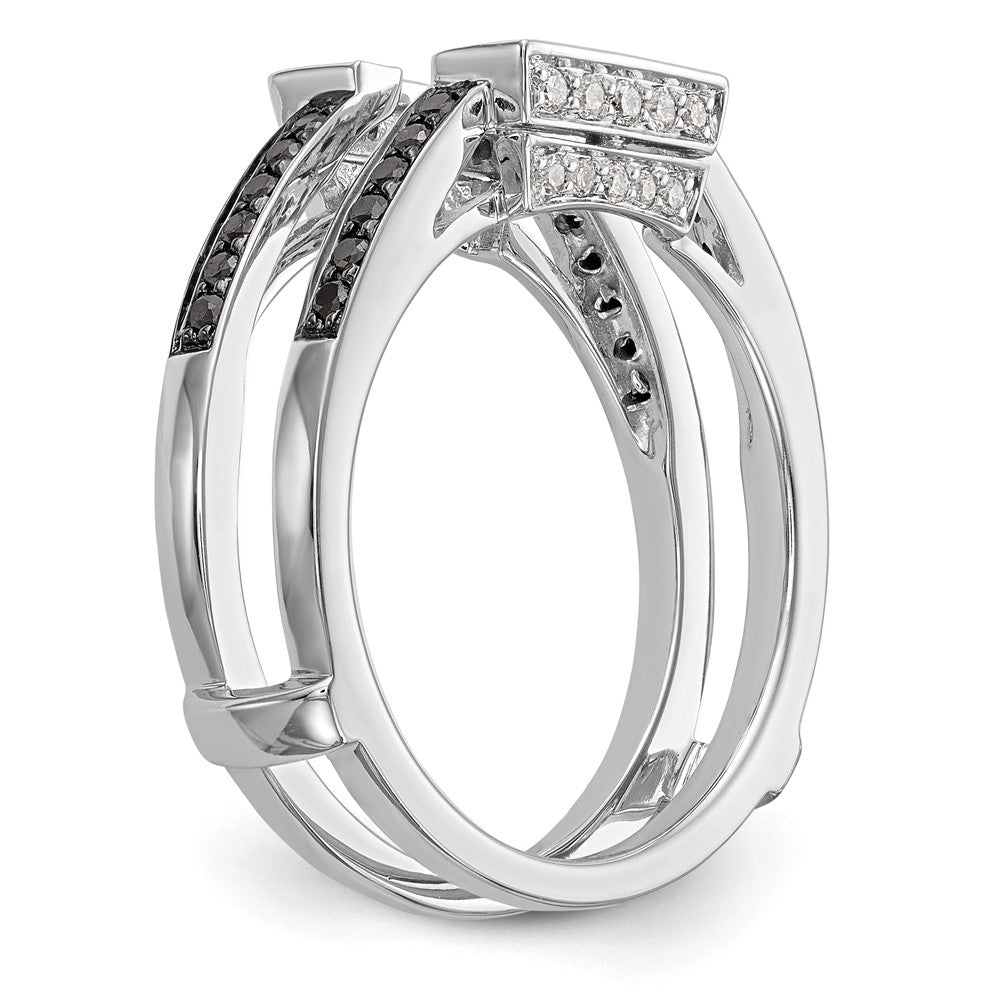 14K Weißgold Ring mit schwarzen und weißen natürlichen Diamanten