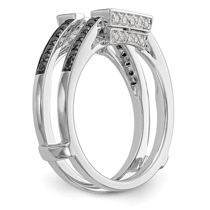 14K Weißgold Ring mit schwarzen und weißen natürlichen Diamanten