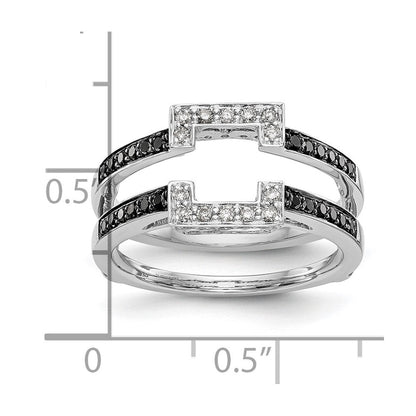 14K Weißgold Ring mit schwarzen und weißen natürlichen Diamanten