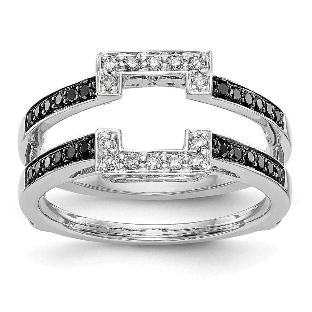 14K Weißgold Ring mit schwarzen und weißen natürlichen Diamanten