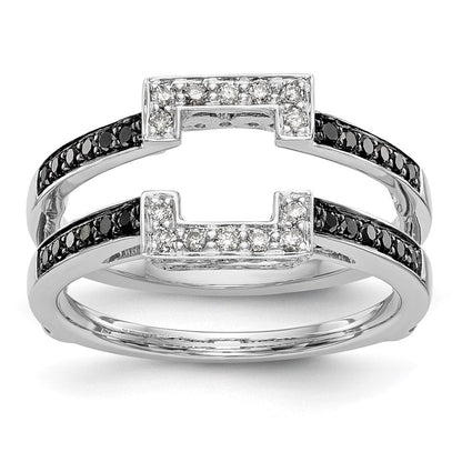 14K Weißgold Ring mit schwarzen und weißen natürlichen Diamanten