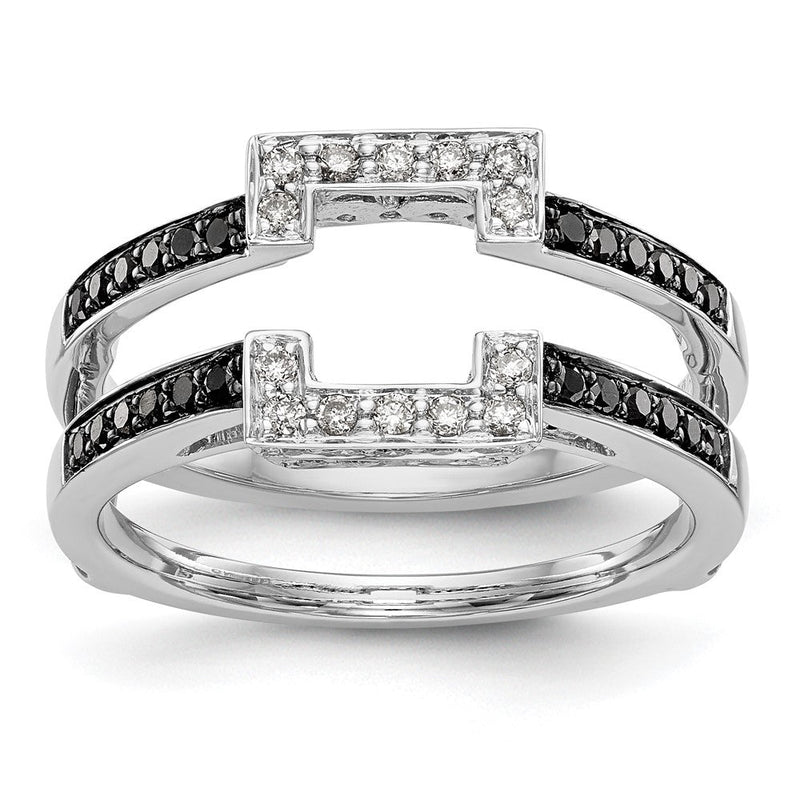 14K Weißgold Ehering mit schwarzen und weißen natürlichen Diamanten