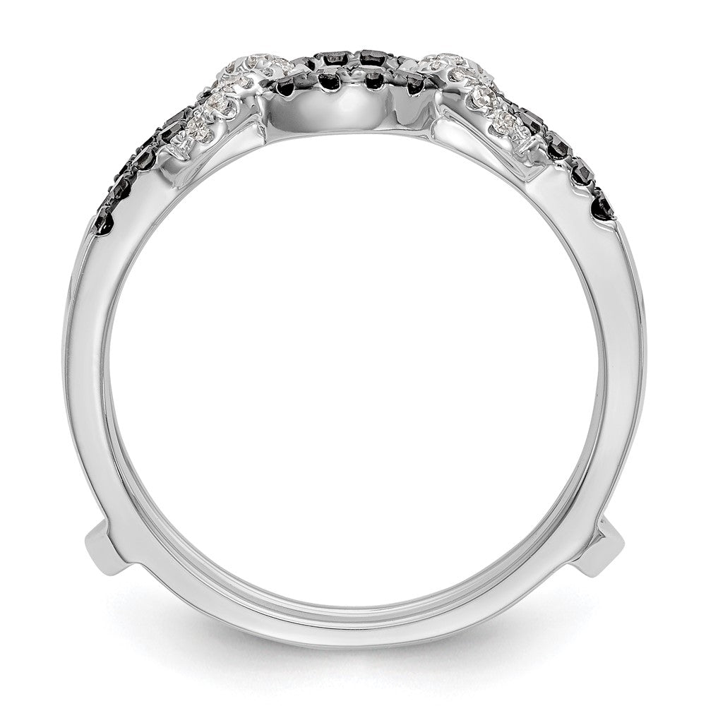 14K Weißgold Ehering mit schwarzen und weißen natürlichen Diamanten