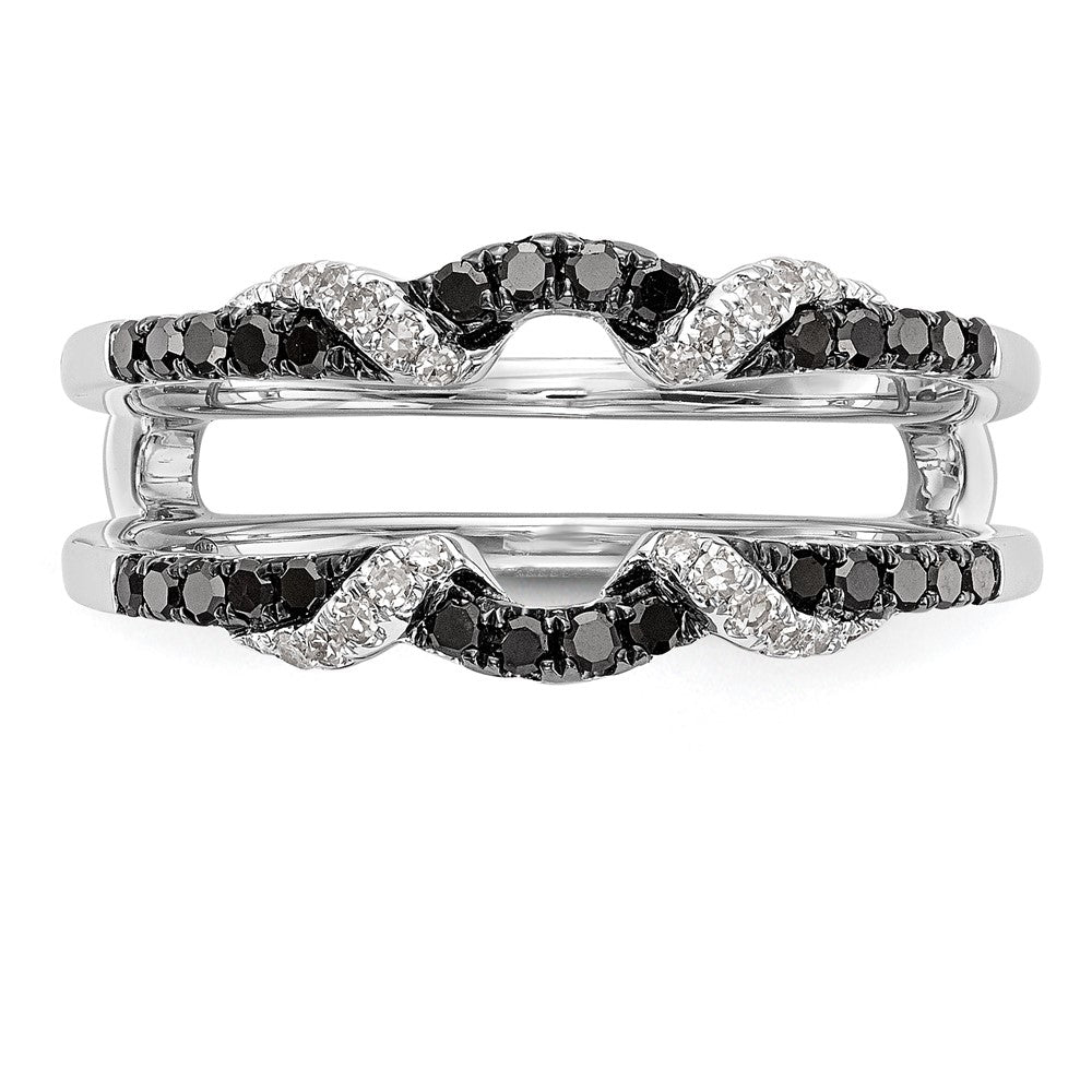 14K Weißgold Ehering mit schwarzen und weißen natürlichen Diamanten