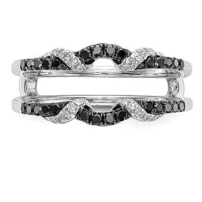 14K Weißgold Ehering mit schwarzen und weißen natürlichen Diamanten