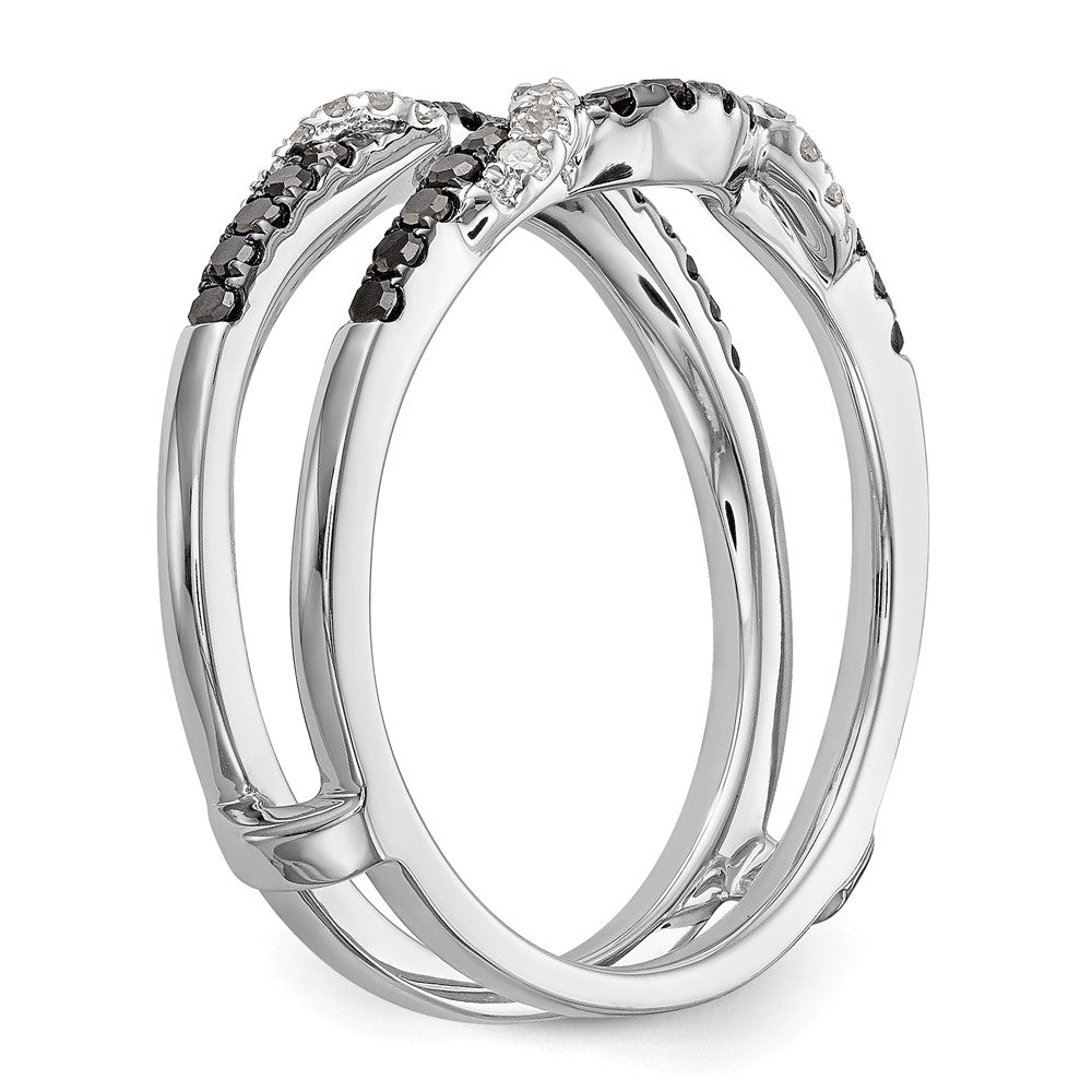 14K Weißgold Ehering mit schwarzen und weißen natürlichen Diamanten