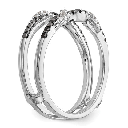 14K Weißgold Ehering mit schwarzen und weißen natürlichen Diamanten
