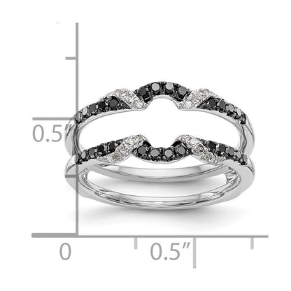 14K Weißgold Ehering mit schwarzen und weißen natürlichen Diamanten