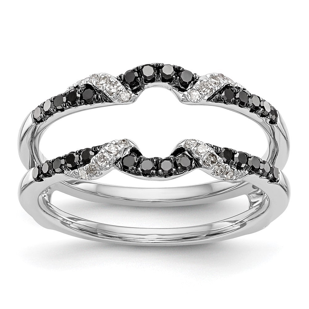 14K Weißgold Ehering mit schwarzen und weißen natürlichen Diamanten