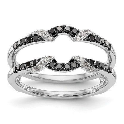 14K Weißgold Ehering mit schwarzen und weißen natürlichen Diamanten