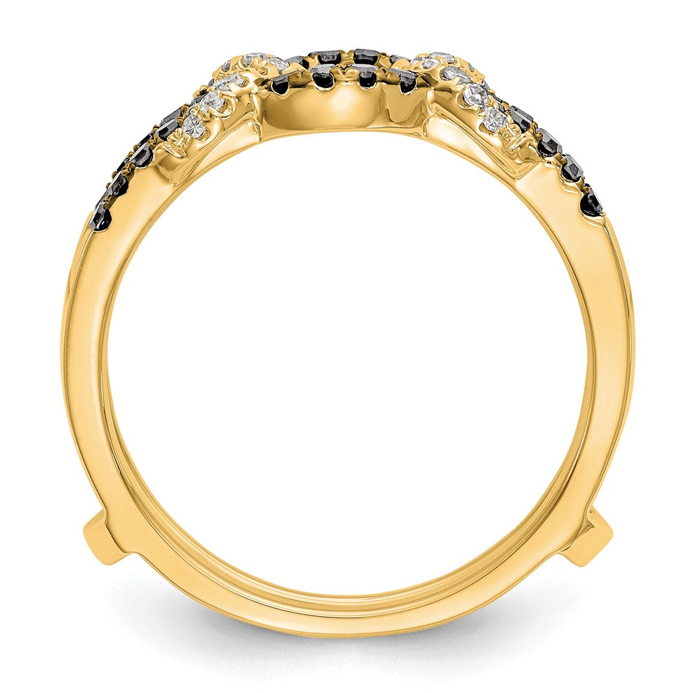 14K Gelbgold Bandring mit schwarzen & weißen echten Diamanten