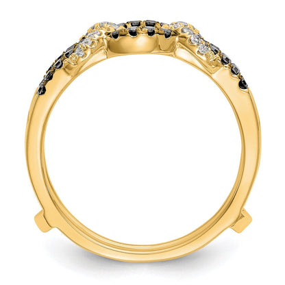 14K Gelbgold Bandring mit schwarzen & weißen echten Diamanten