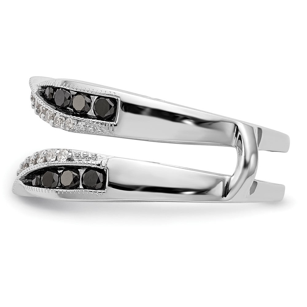 14K Weißgold Ring mit schwarzen und weißen natürlichen Diamanten, Fashion