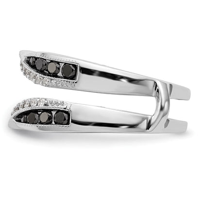14K Weißgold Ring mit schwarzen und weißen natürlichen Diamanten, Fashion