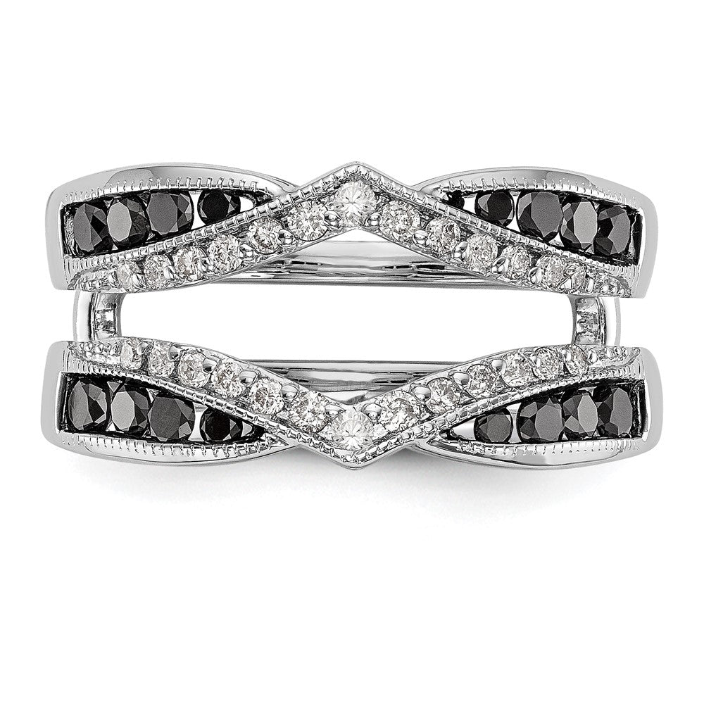 14K Weißgold Ring mit schwarzen und weißen natürlichen Diamanten, Fashion