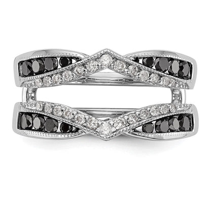 14K Weißgold Ring mit schwarzen und weißen natürlichen Diamanten, Fashion