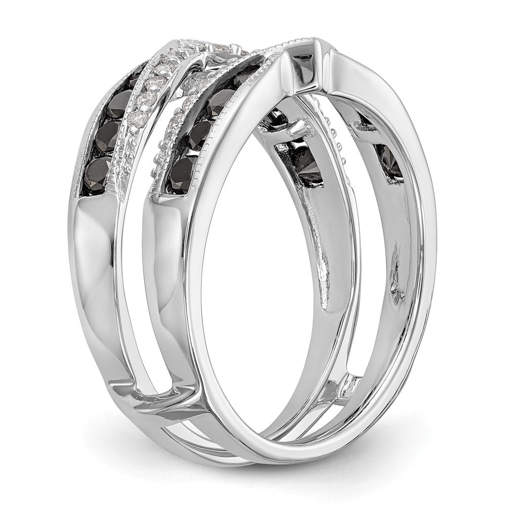 14K Weißgold Ring mit schwarzen und weißen natürlichen Diamanten, Fashion