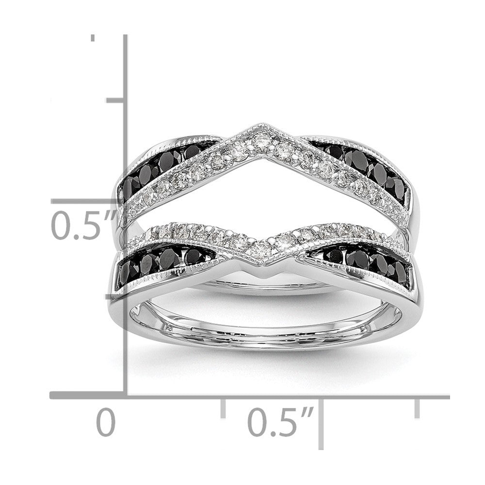 14K Weißgold Ring mit schwarzen und weißen natürlichen Diamanten, Fashion