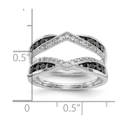 14K Weißgold Ring mit schwarzen und weißen natürlichen Diamanten, Fashion