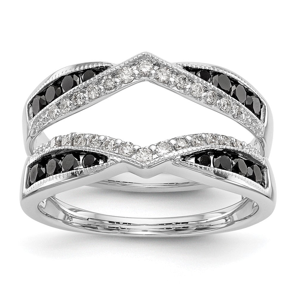 14K Weißgold Ring mit schwarzen und weißen natürlichen Diamanten, Fashion