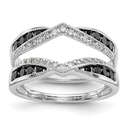 14K Weißgold Ring mit schwarzen und weißen natürlichen Diamanten, Fashion