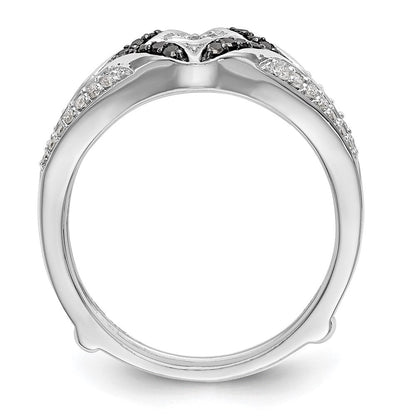 14K Weißgold Ehering mit schwarzen und weißen Diamanten