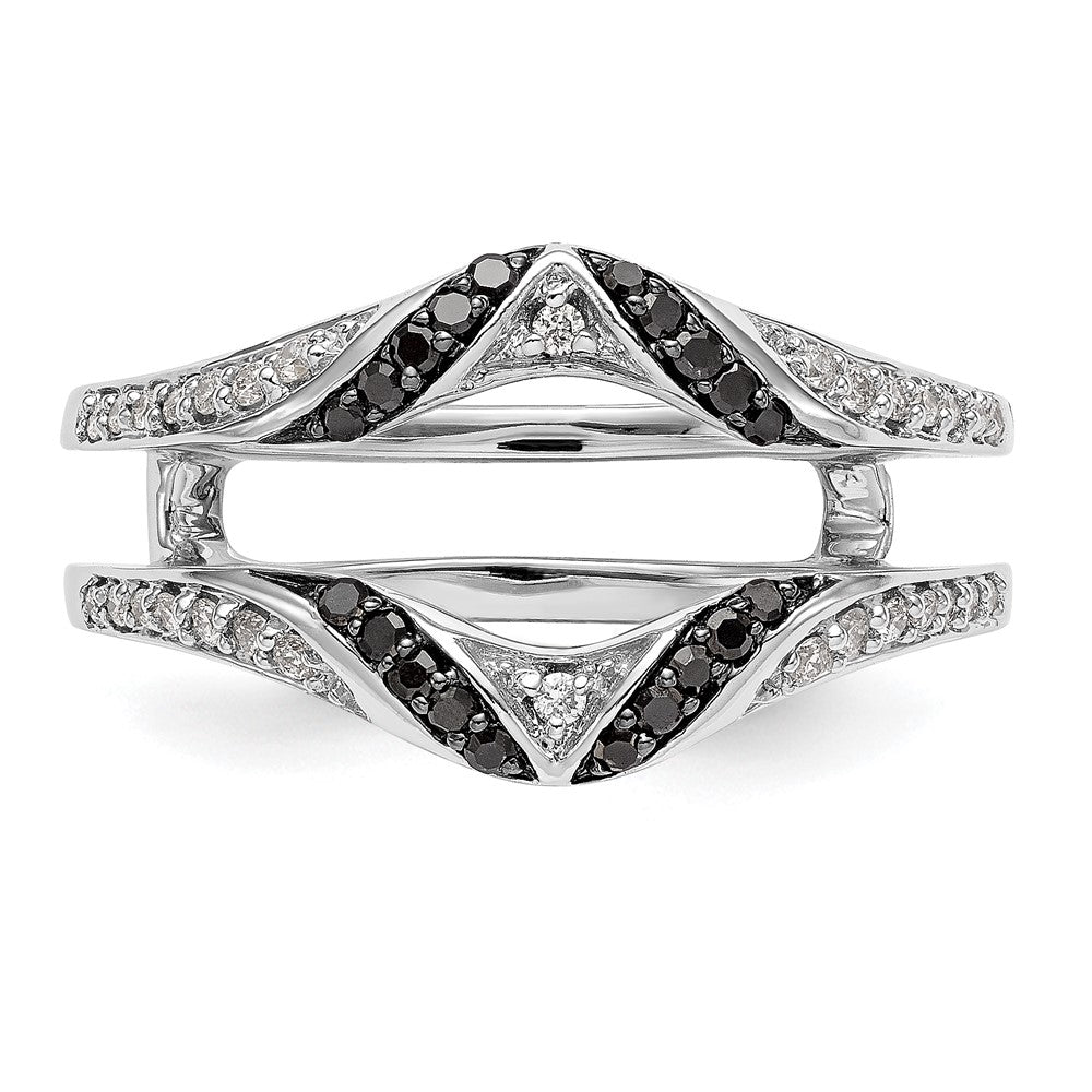 14K Weißgold Ehering mit schwarzen und weißen Diamanten