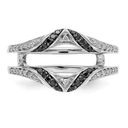 14K Weißgold Ehering mit schwarzen und weißen Diamanten