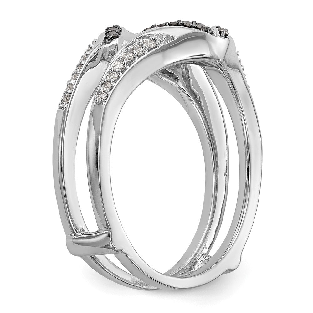 14K Weißgold Ehering mit schwarzen und weißen Diamanten