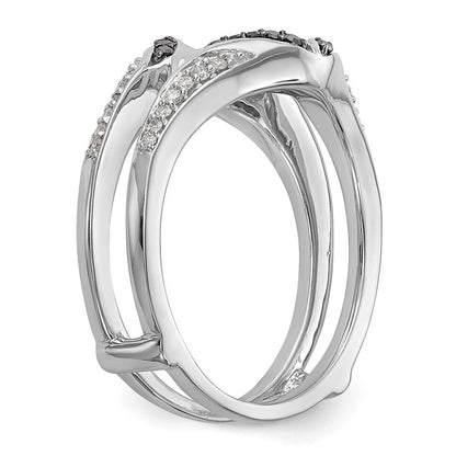 14K Weißgold Ehering mit schwarzen und weißen Diamanten