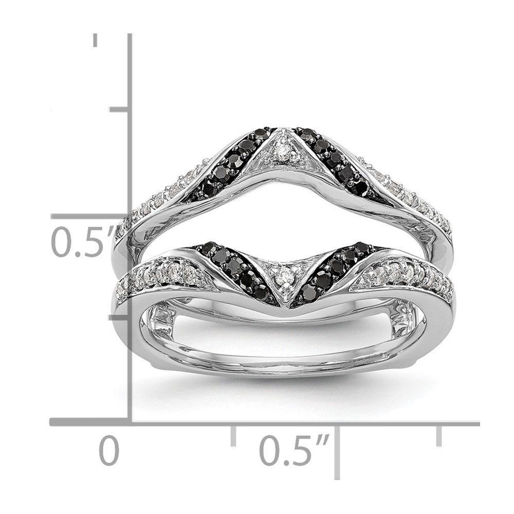 14K Weißgold Ehering mit schwarzen und weißen Diamanten