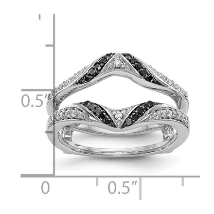 14K Weißgold Ehering mit schwarzen und weißen Diamanten
