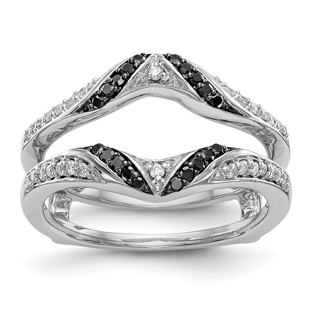 14K Weißgold Ehering mit schwarzen und weißen Diamanten