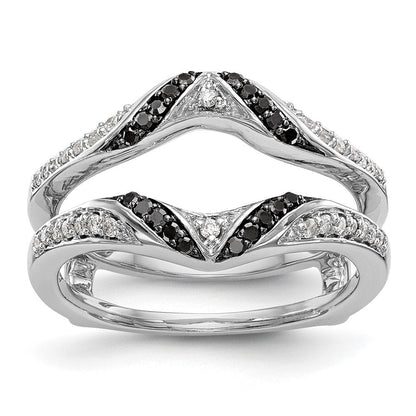 14K Weißgold Ehering mit schwarzen und weißen Diamanten