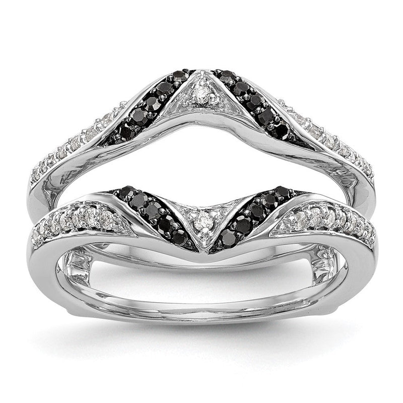 14K Weißgold Ehering mit schwarzen und weißen Diamanten