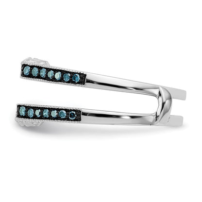 14K Weißgold Ehering mit blauen und weißen natürlichen Diamanten