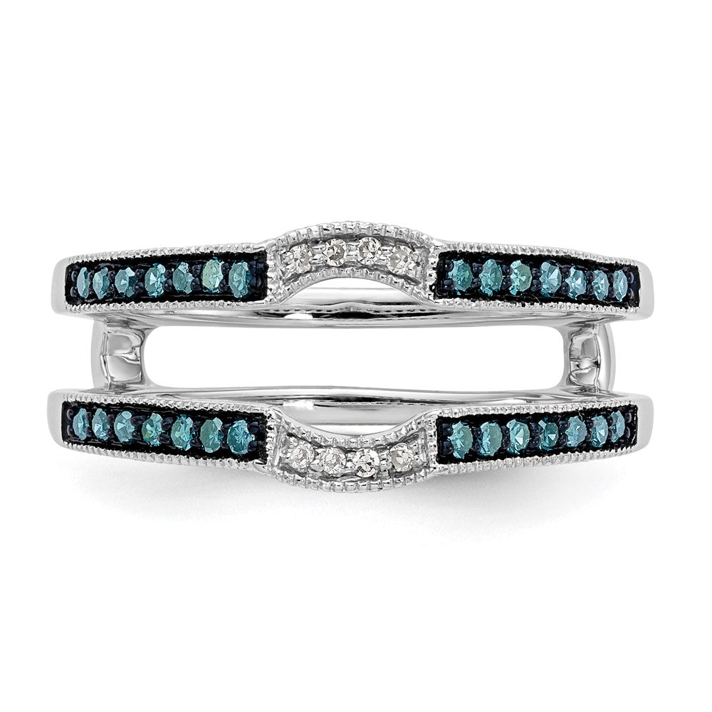 14K Weißgold Ehering mit blauen und weißen natürlichen Diamanten