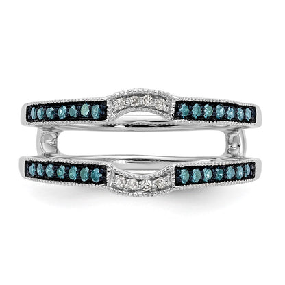 14K Weißgold Ehering mit blauen und weißen natürlichen Diamanten