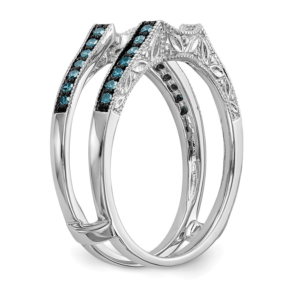 14K Weißgold Ehering mit blauen und weißen natürlichen Diamanten