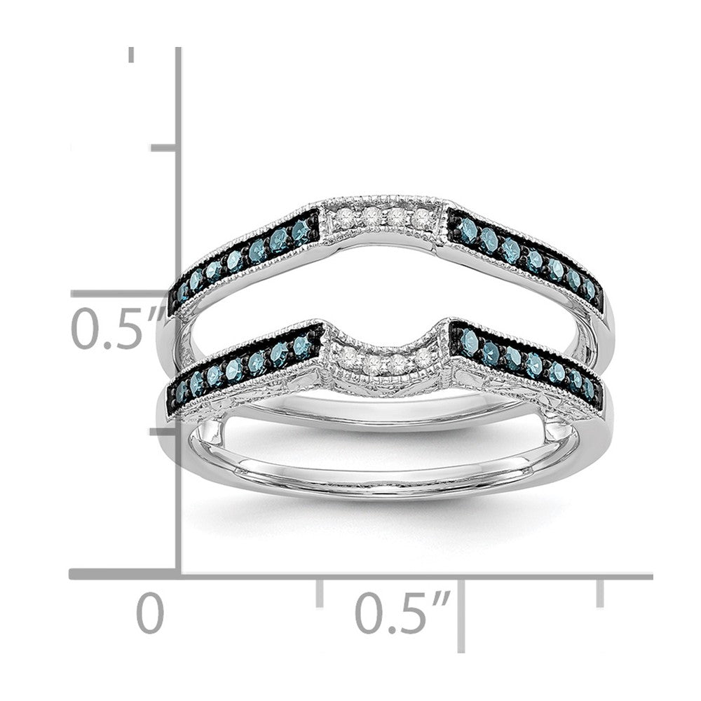 14K Weißgold Ehering mit blauen und weißen natürlichen Diamanten