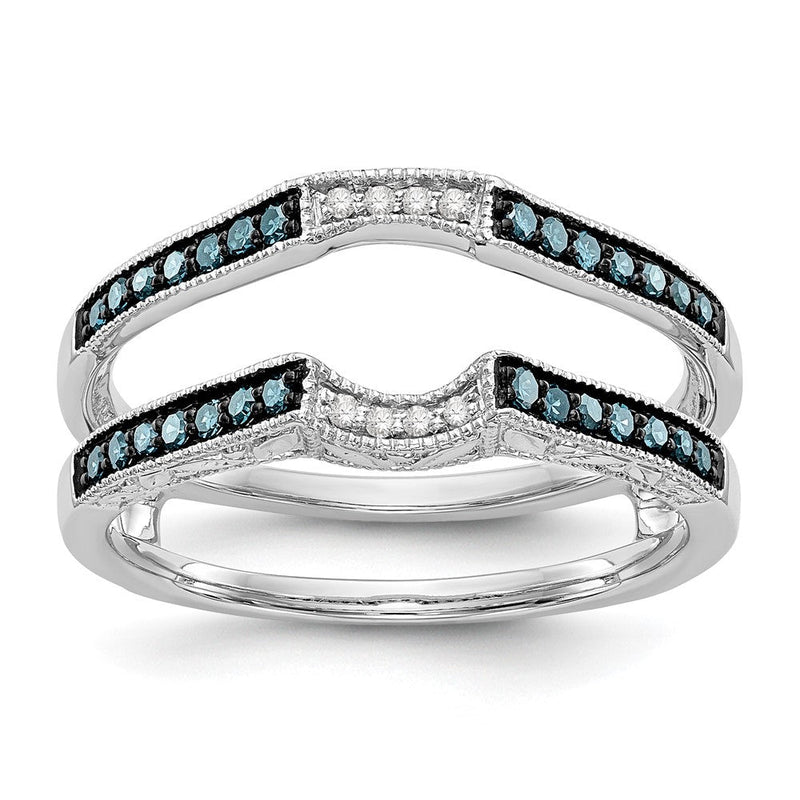 14K Weißgold Ring mit blauen und weißen natürlichen Diamanten