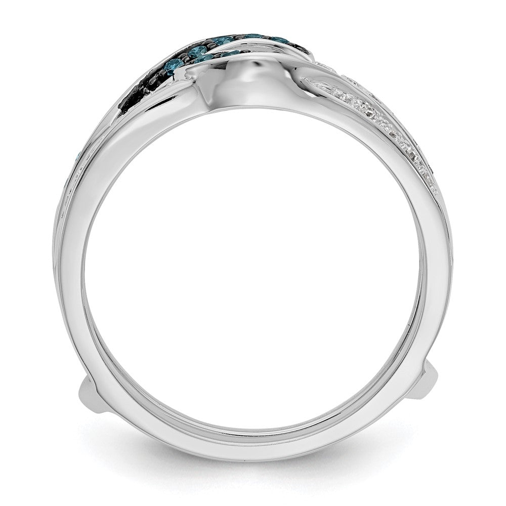 14K Weißgold Ehering mit natürlichen weißen und blauen Diamanten und Schwarzrhodinierung