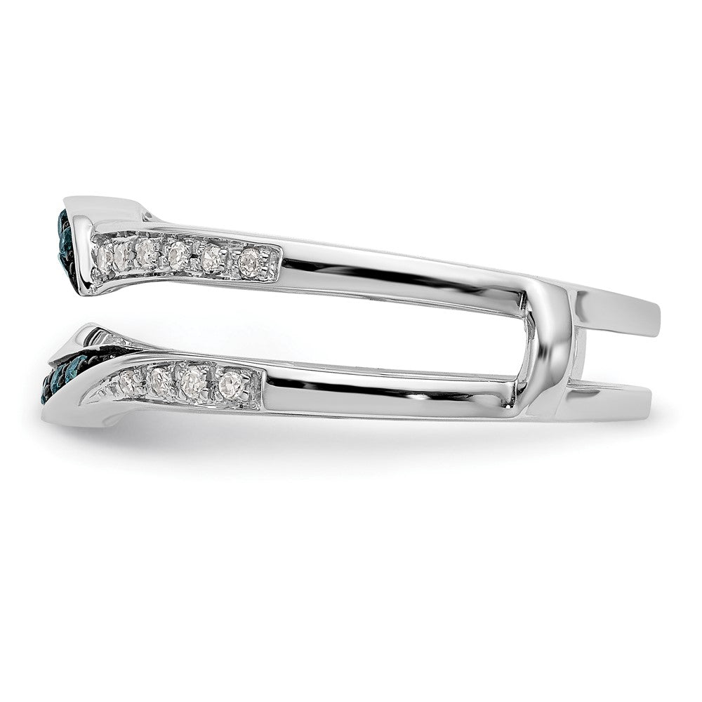 14K Weißgold Ehering mit natürlichen weißen und blauen Diamanten und Schwarzrhodinierung