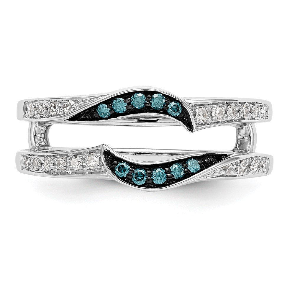 14K Weißgold Ehering mit natürlichen weißen und blauen Diamanten und Schwarzrhodinierung