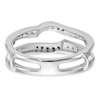 14K Weißgold Ehering mit natürlichen weißen und blauen Diamanten und Schwarzrhodinierung