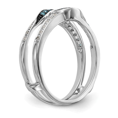 14K Weißgold Ehering mit natürlichen weißen und blauen Diamanten und Schwarzrhodinierung