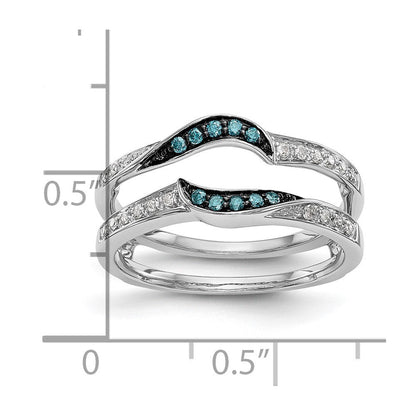 14K Weißgold Ehering mit natürlichen weißen und blauen Diamanten und Schwarzrhodinierung